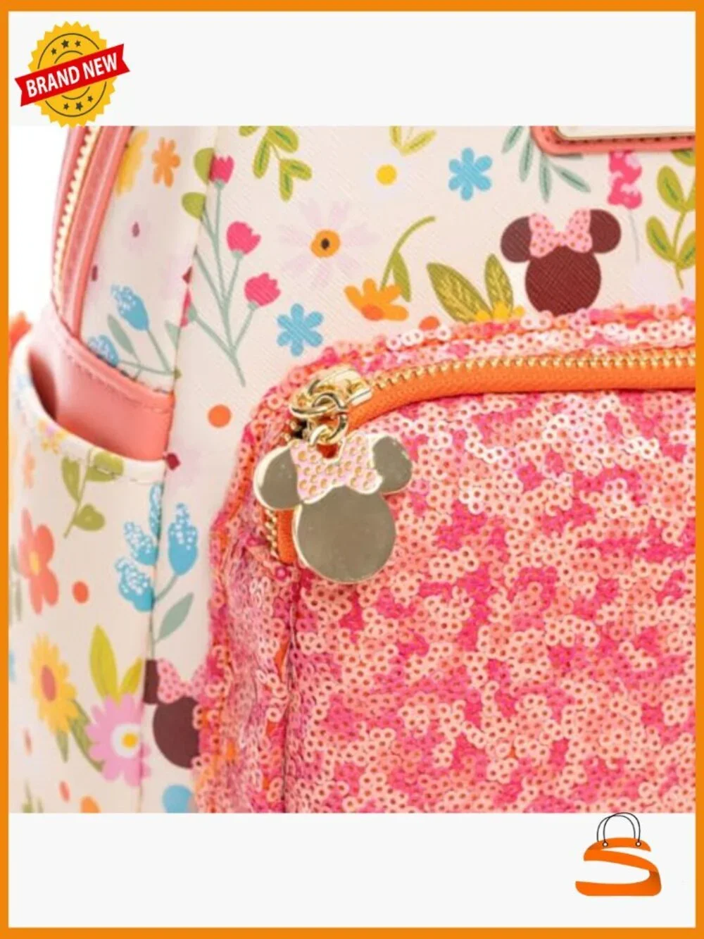 Loungefly Disney Minnie Mouse Springtime Sequins Mini Backpack Faux Leather